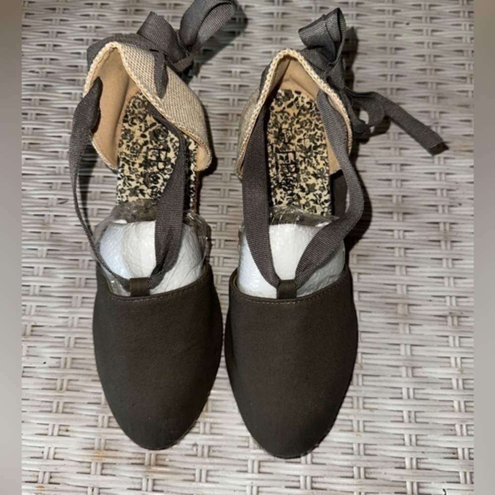 NWOB Free People Black Espadrille Ankle Tie Shoes Sz 36